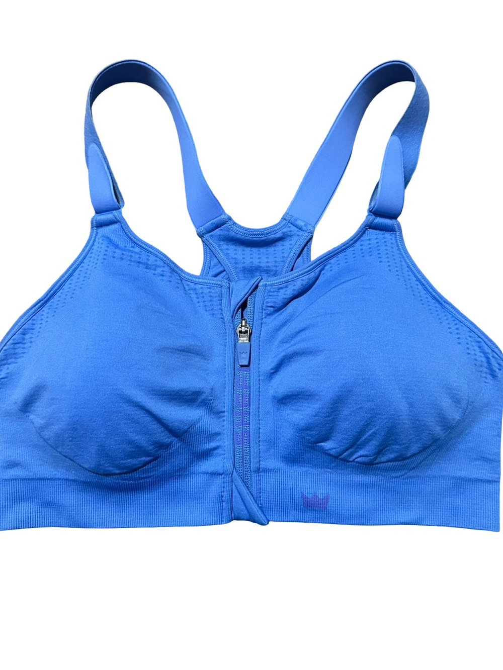 Shefit Women’s Luxe Size Blue Replay Zip Front Support Crossback Bra